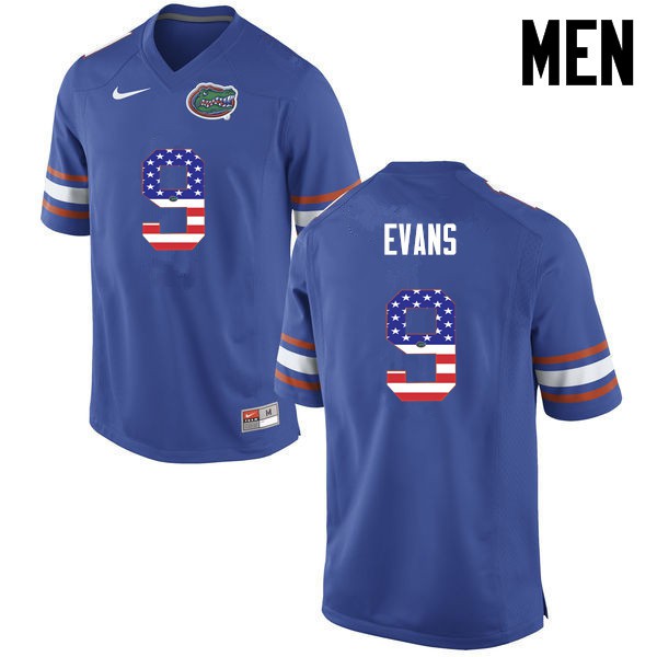 Florida Gators Men #9 Josh Evans College Football Jersey USA Flag Fashion Blue